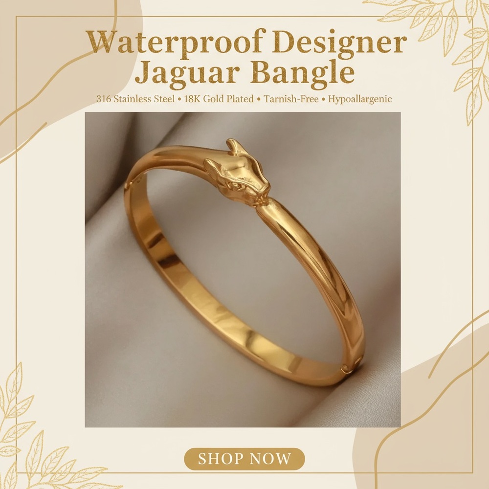 Gold Jaguar Bangle Bracelet